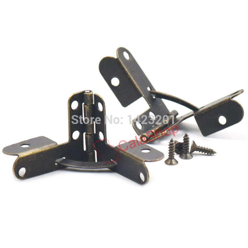 20 Pcs / Lot Metal Hinges for Wooden Jewelry Box Cabinet Drawer Furniture Folding Table With Screws Bronze Gold