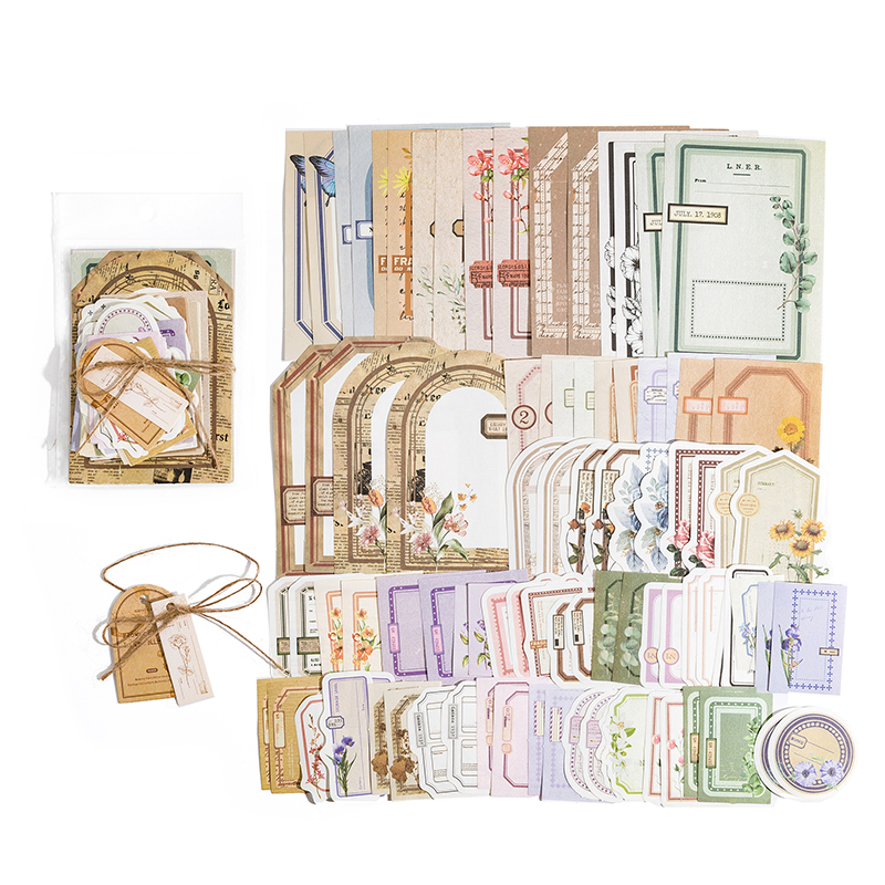JIANQI 100 unids/pack decoración álbum de recortes materiales Vintage Kit combinado de papel DIY diario basura Collage álbum de fotos papel de fondo Retro: Amarillo claro