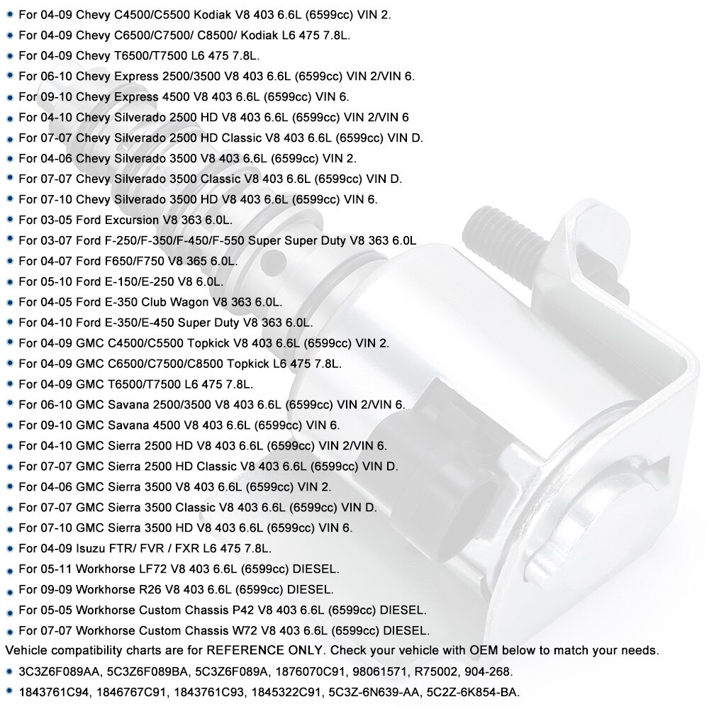 Turbo Wastegate Controller Vgt Solenoid Actuator Valve Diesel Voor 03-10 Ford Chevy Gmc 6.0/6.6/7.8L power Stroke 5C3Z6F089BA