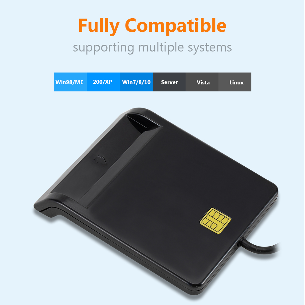 Portable USB 2.0 Intelligent Card Reader Multi-function for DNIE ATM CAC IC ID Bank SIM Card Reader Affordable Easy Use