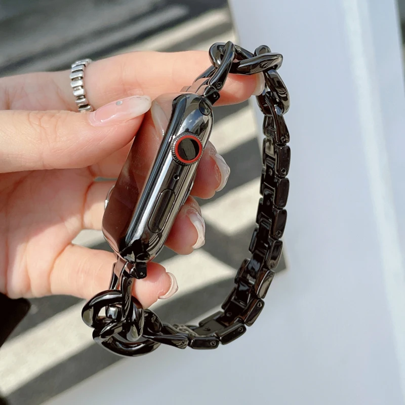 Bracelet en métal pour bracelet de montre Apple 41mm 45mm 38 40 42 44 49mm bracelet de chaîne en acier inoxydable pour iWatch série Ultra 9 8 7 SE 6 5 4 3