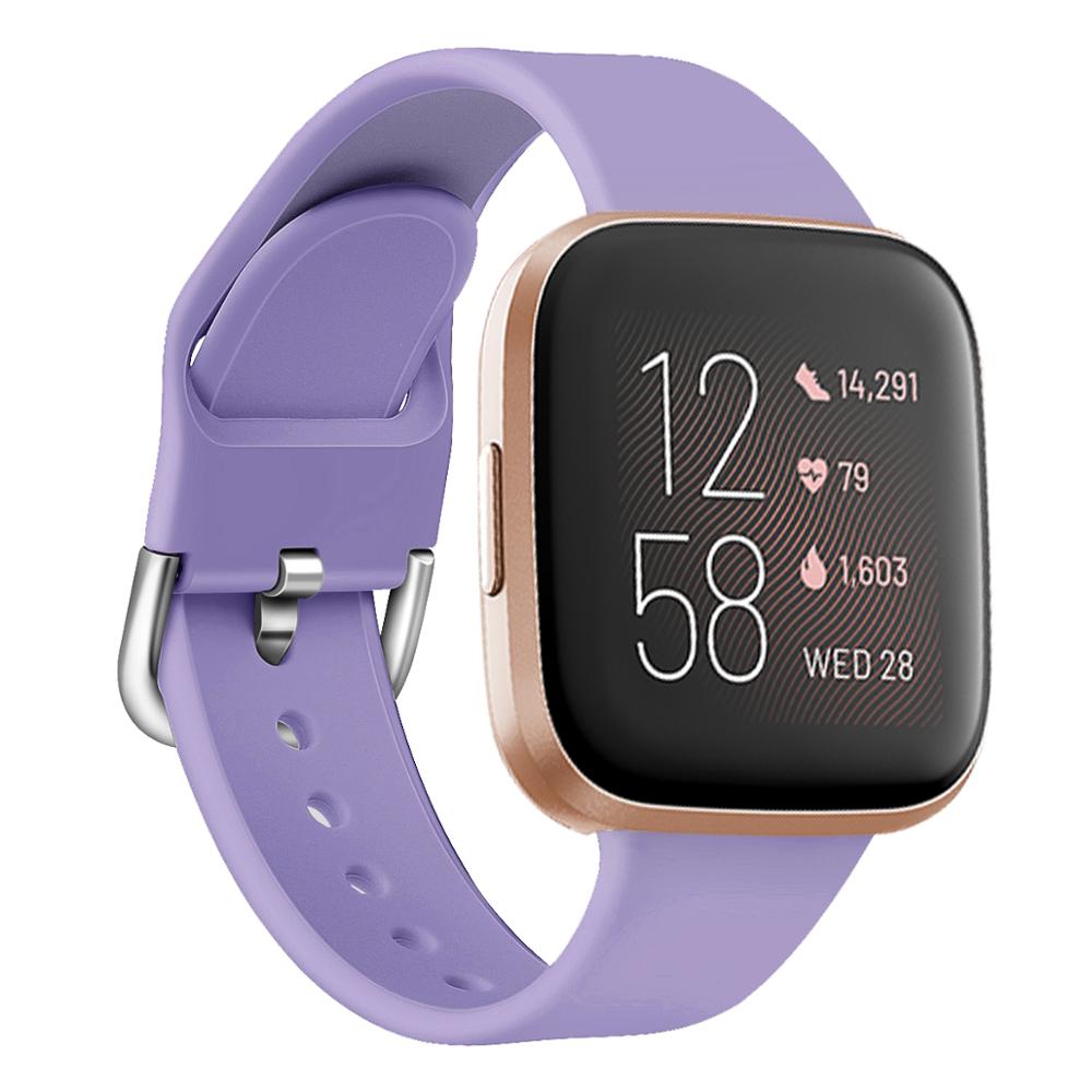 Ren farge armbånd til fitbit versa 2/ versa lite vanntett erstatning myk silikon klokkerem correa: Rosa lilla / L