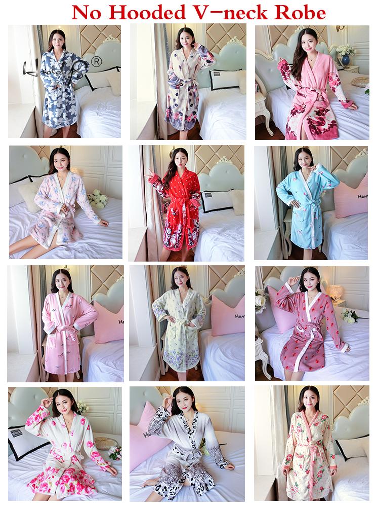Flannel badekåber dame tegneserie dejlig tyk varm natkjoler vinter badekåbe kvinder pyjamas badekåbe nattøj