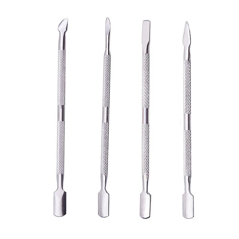 4pcs Dual Head Nail Cuticle Pusher Stainless Steel Nail Cuticle Pusher Remover Dead Skin Push Manicure Nail Care Tool
