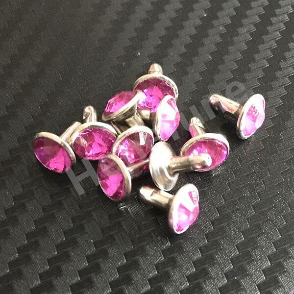 20 Pcs 7 Mm 8 Kleuren Rhinestone Klinknagels Jeans Tassen Schoenen Craft Decoratieve Spikes En Studs Nagels Accessoires Voor Diy lederen Decor: purple