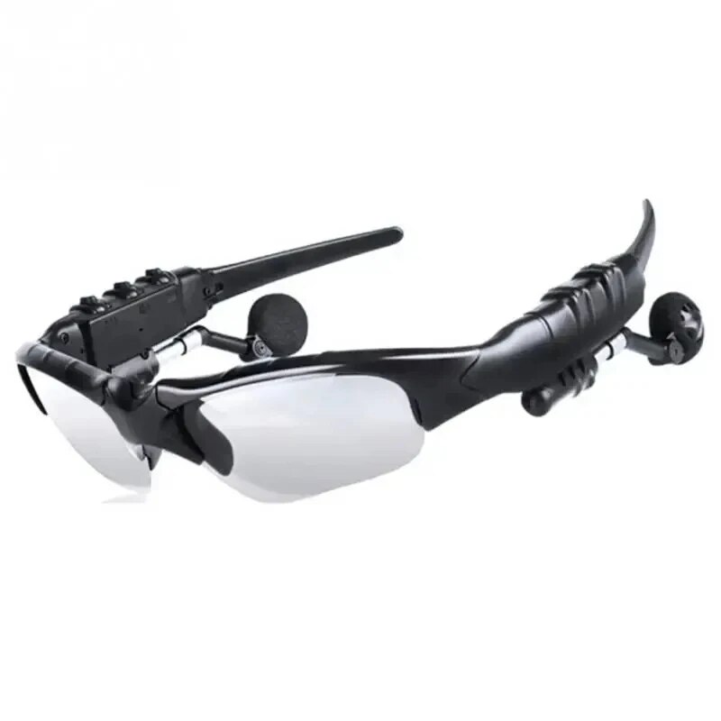 Stereo Earphones Wireless Headset with Mic Glasses Sunglasses for Driving Cycling Sports Noise Reduction Headphones: WHITE