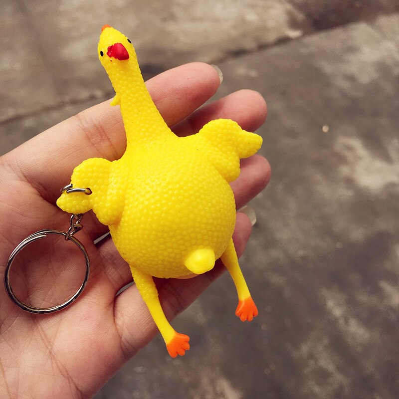 Kreative Lustige Parodie Heikles Huhn Keychain Ei Legehennen Überfüllten Stress Ball Auto Schlüsselanhänger Für Dekompression Schlüssel Q-054: Default Title