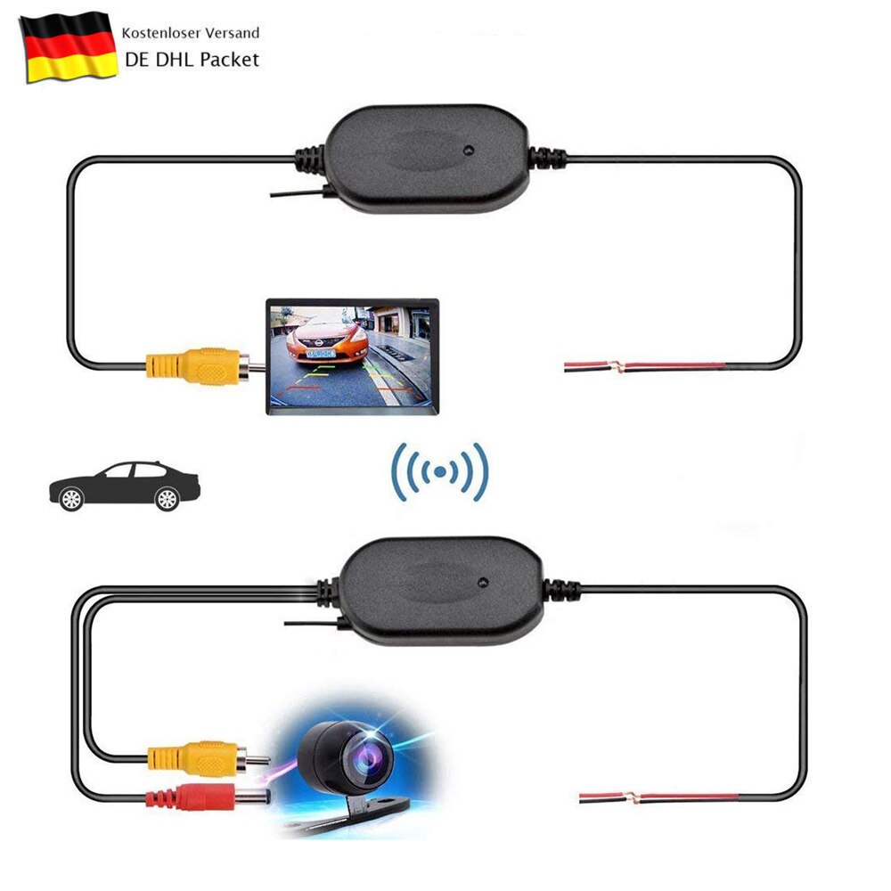 Podofo 2.4 Ghz Wireless Rear View Camera RCA Video Transmitter/Receiver for Car Rearview Monitor wireless Car Rearview Monitor