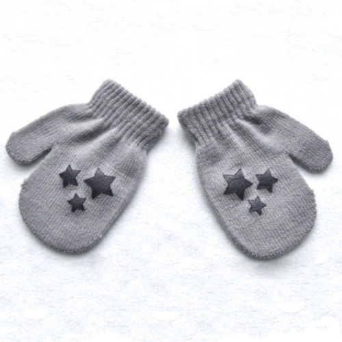Guantes cálidos de punto para niños, manoplas con patrón de corazón y estrella de lunares, Mitones para bebés de 3 a 6 años