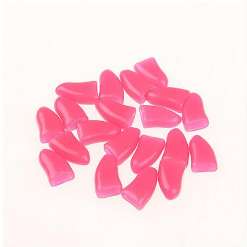 Colorful 20pcs Cats Dogs Paws Caps Protective Nail Claw Cap+ Adhesive Glue Soft Rubber Pet Nail Cover Pet Supplies Chihuahua: Rose / M