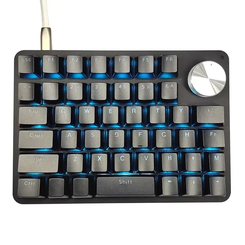 Mini teclado mecánico G50 Mk45, perilla de teclado numérico RGB, teclado de programación Macro, accesorios ergonómicos, de dibujo, de oficina: Azul marino / Interruptor azul