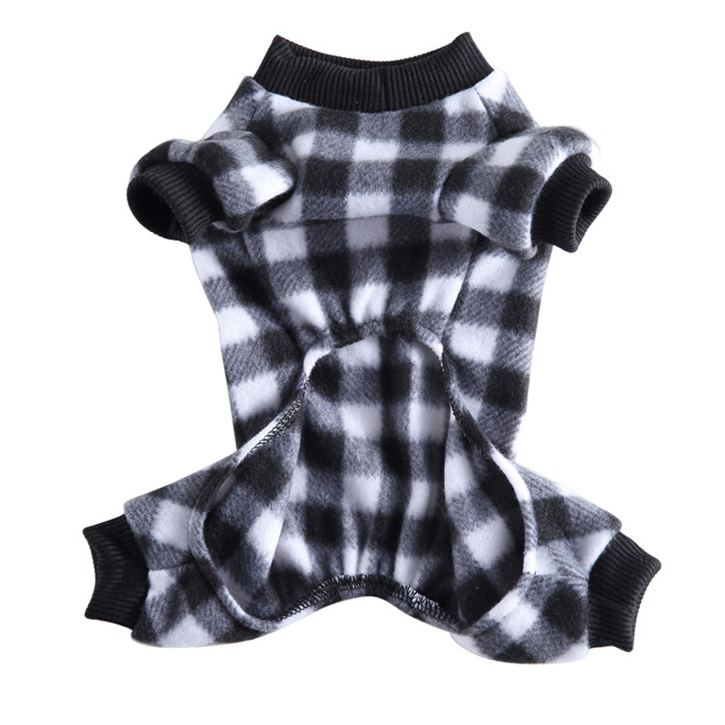 Winter Pet Fleece Onesie Pajamas for Dogs Red Plaid Small Medium Dog Jumpsuit Warm Comfy Corgi Shih Tzu York Dog Clothes: gray / XL