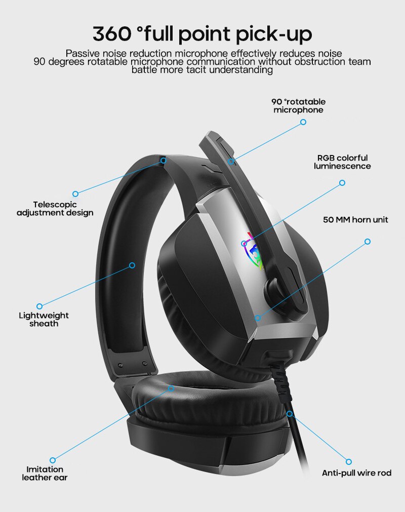 Headset Wired Gaming Headset For Desktop Computer Notebook 7.1 USB Stereo Gaming Headphone