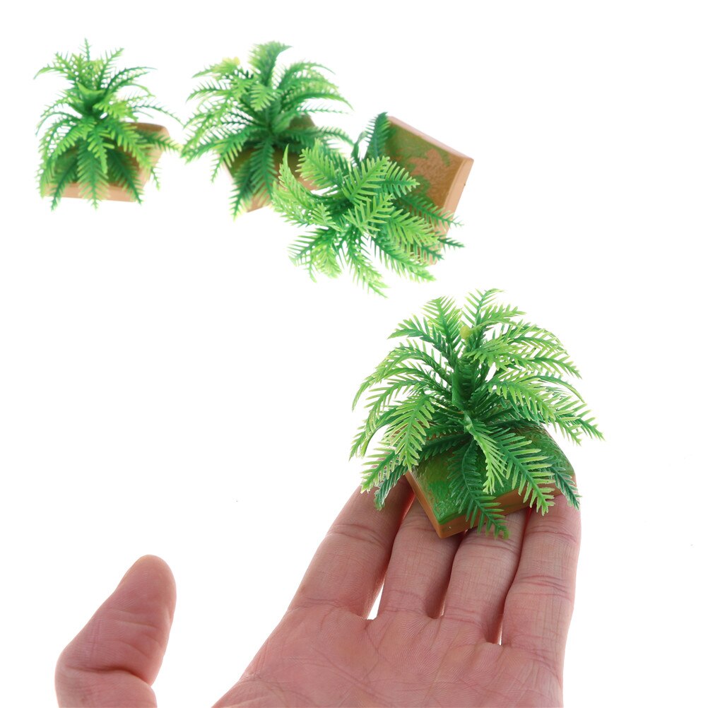 2PCS Miniature Plant Model Simulation Imitative Tree Shrub+Base Pedestal For Sand Table Building Architectural Model
