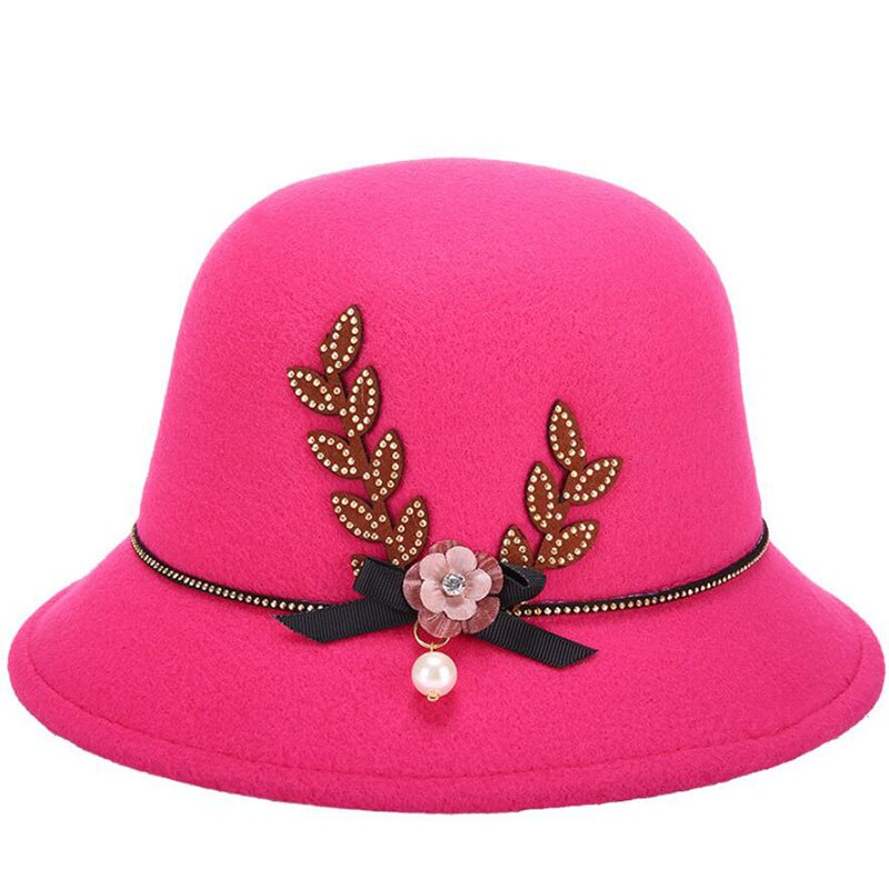 BINGYUANHAOXUAN kobiety zimowe jazzowy kapelusz czuł imitacja wełny proste jednolity kolor