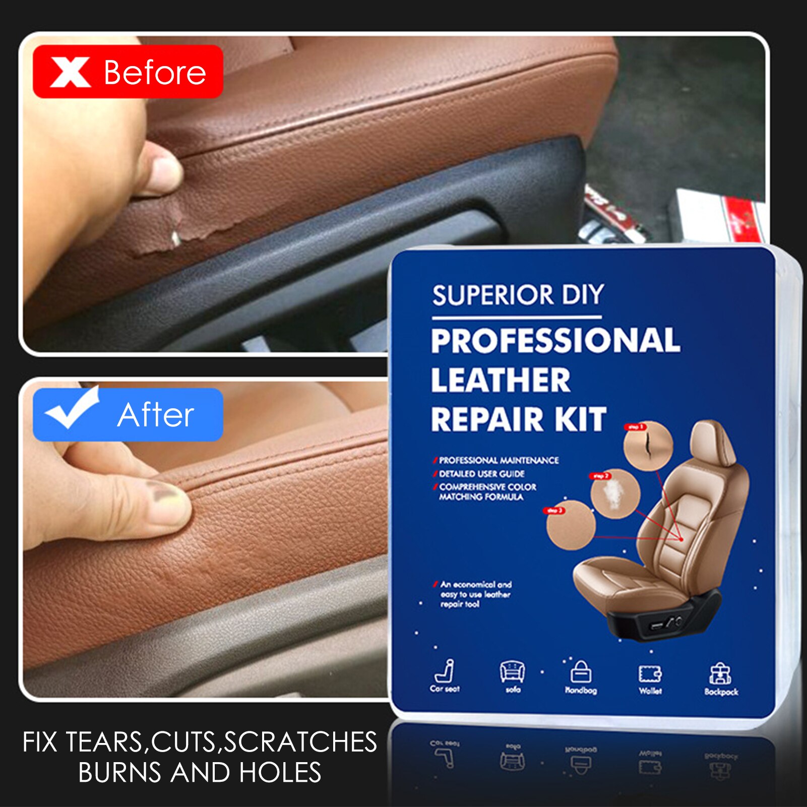 DIY Leather Vinyl Repair Kit Car Leather Repairing Tools Auto Seat Sofa Coats Holes Scratch Cracks Restoration For Shoe For Car