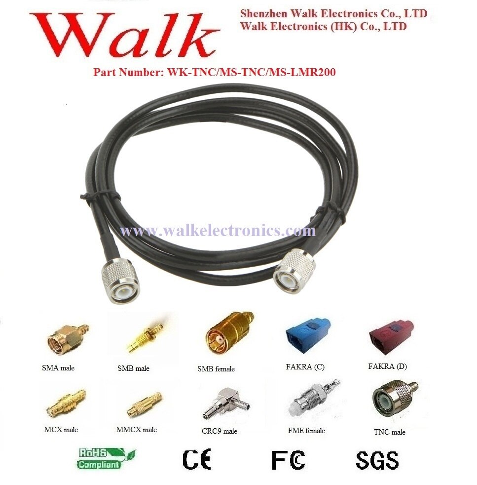 TNC male TNC male LMR200 cable, tnc lmr200 cable, tnc connector LMR200 feeder cable