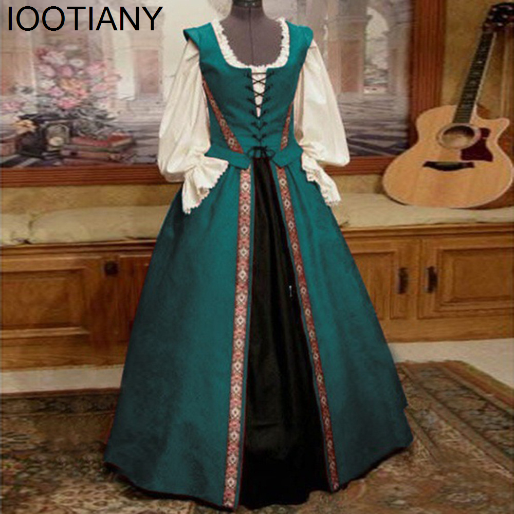 Cosplay abito rinascimentale medievale veste vittoria palazzo principessa vestire Halloween carnevale festa costumi per donne costumi per adulti: S / marrone