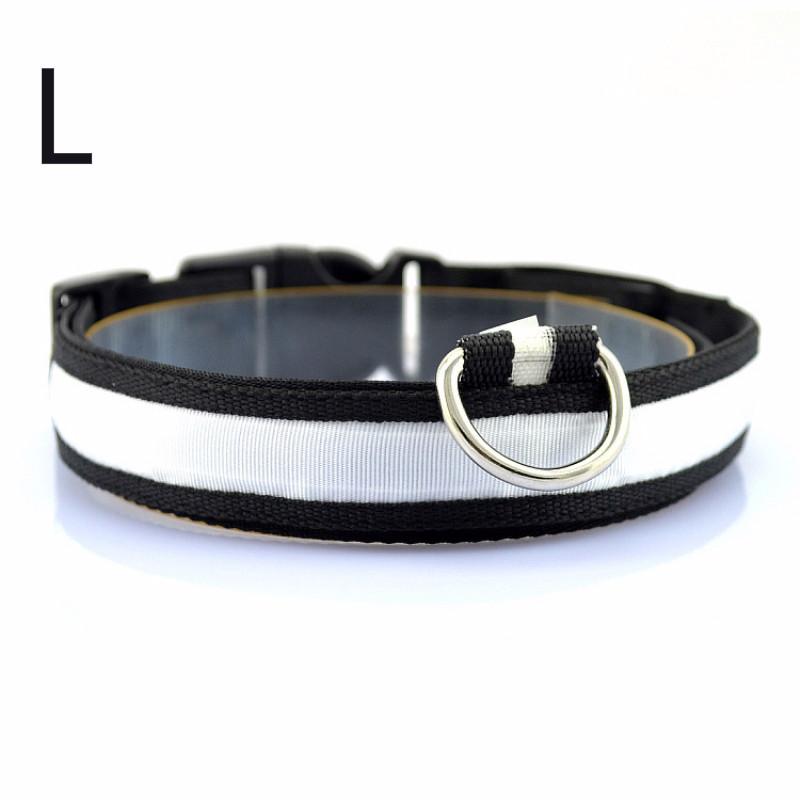 LED Flashlight Dog Cat Collar Glowing Collar Lamp Night Safety Pet Leads Necklace Luminous Bright Decoration Collars For Dogs: White L