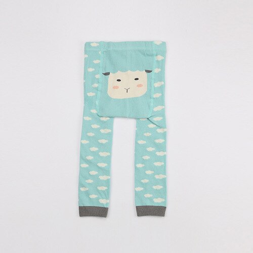 Pantimedias de algodón peinadas de primavera y otoño de Corea del Sur 9 pantalones de dibujos animados grandes PP para bebés y niños leggings: Blue sheep