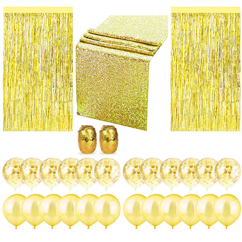 Baby Shower Party Decorations Kit Wedding Background Wall Birthday Fringe Curtain DIY Latex Reusable Home Confetti Balloons