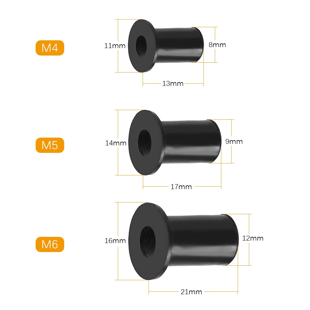 12 PCS Kayak Well Nuts Blind Fastener Windscreen Rivet Fishing Kayak Canoe Boat Marine with Screw M4/M5/M6 Well Nut