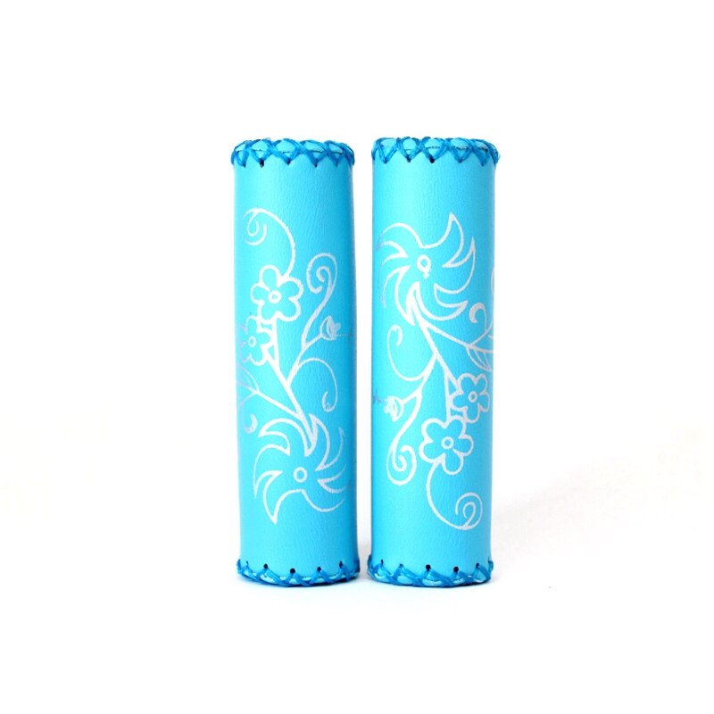 1 Paar Fiets Handvatten Gestikt Leer Mtb Bmx Road Mountain Fietsen Fiets Stuur End Grips: Blue
