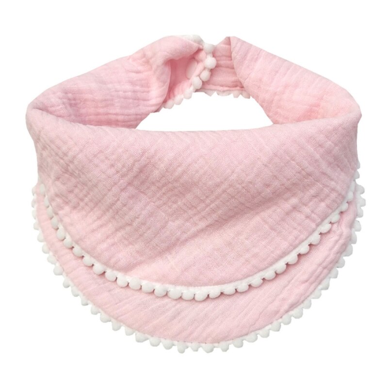 Pasgeboren Baby Slabbetjes Katoen Kwastje Speeksel Voeden Handdoek Dubbele Laag Driehoek Sjaal: Roze
