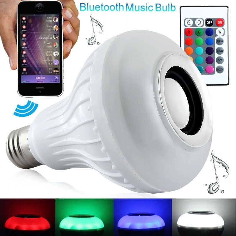 1 stks/partijen E27 LED RGB E26 Bombillas 12 w Power Draadloze Bluetooth Speaker Lamp Licht Muziek Lampada LED Lamp AC 100 v-240 v
