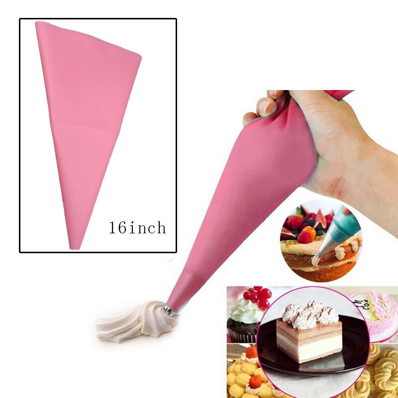 Wegwerp Spuitzak Icing Piping Cake Gebak Cupcake Decorating Bags Fondant Cake Gebak Tip Bakken Taart Gereedschap: Pink-XL 16inch