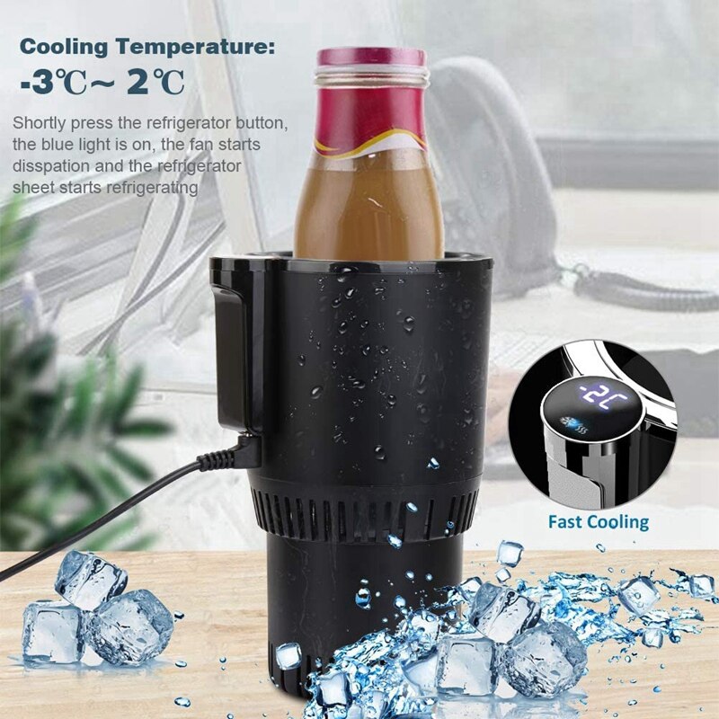 12V Car Office 2 in 1 Heating Cooling Cup Warmer Cooler Cup Smart Digital Display Mug Drinks Holders