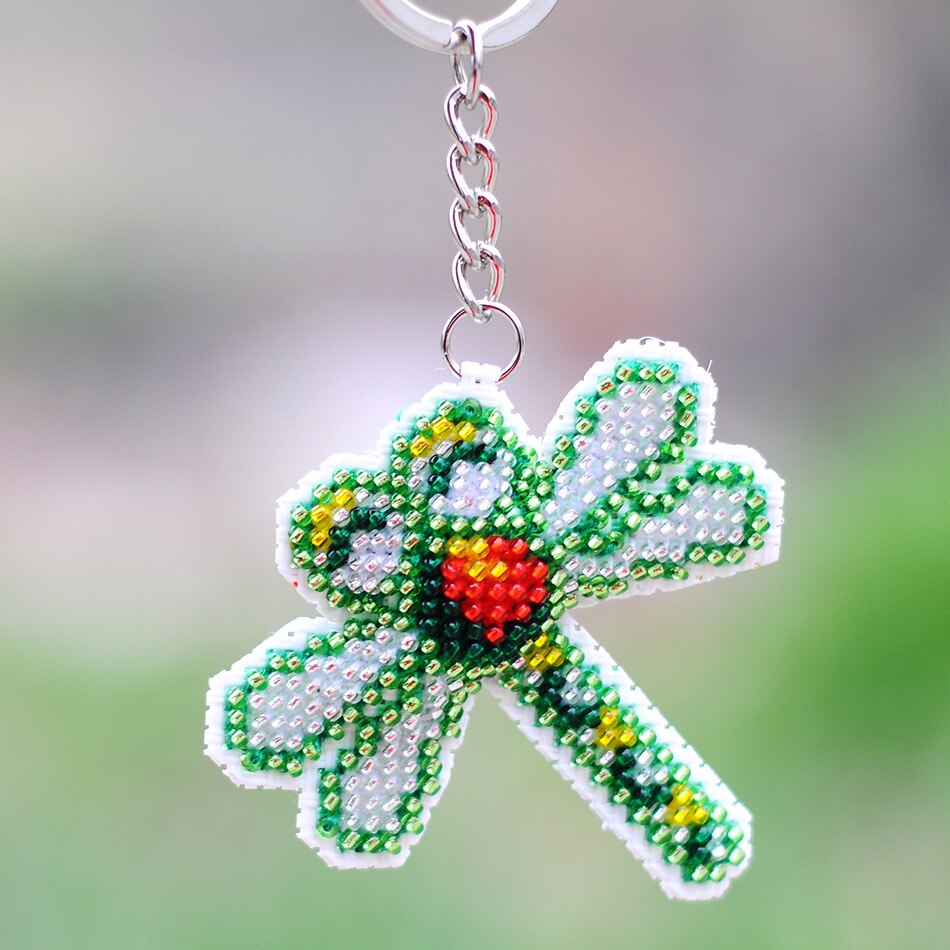 Ddecoration Car Key Chain Accessories Stamped Crafts DIY Printed Cross-Stitching-Kit Embroidery Stich-Bead Needlework Y089: Default Title