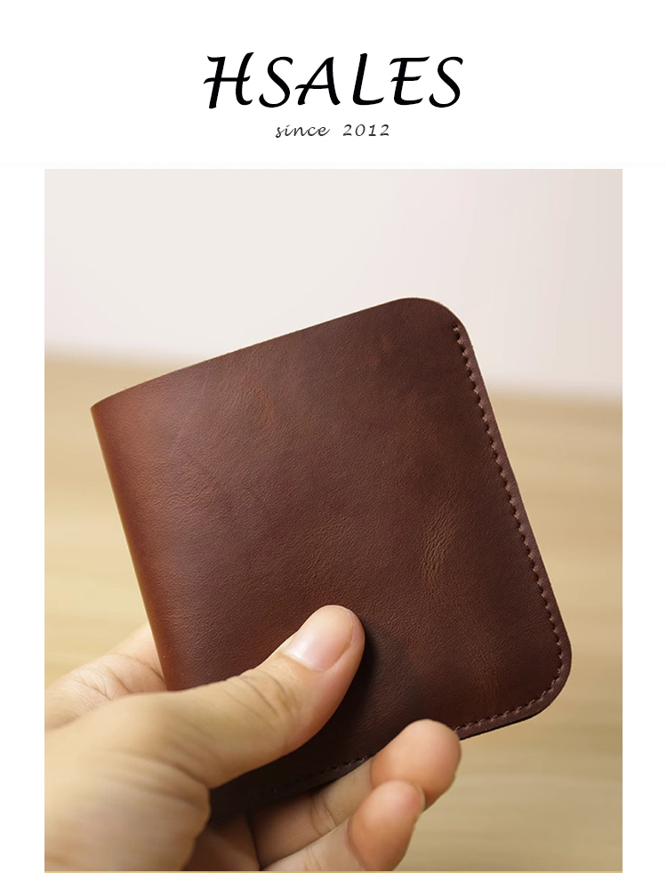 Männer retro Kurze Brieftasche Ultra-dünne Jahrgang Kleine Geldbörse Teilt Leder Kreditkarte Halfter Männlich Schlank Hochwertige Geld Tasche