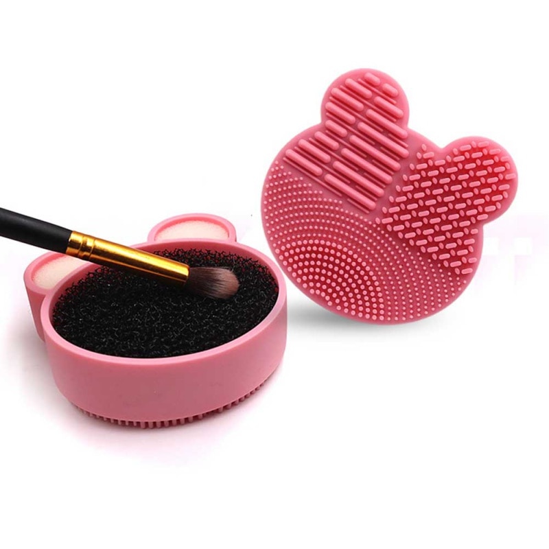 1 Set Makeup Brush Cleaner Kit Double Side with Cosmetic Brush Cleaning Box and Instantly Dry Color Removal Sponge