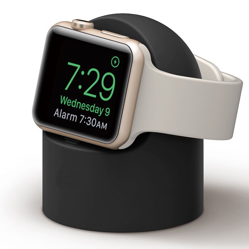 Apple ur 6 5 4 3 iwatch rem multifarvet opladerholder 44mm 40mm 42mm 38mm silikone oplader holder apple ur tilbehør: Sort