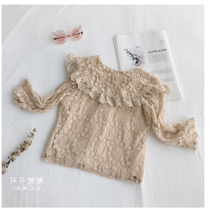 Lente-item meisjespak inclusief kanten shirt + rok 2 stuks per set