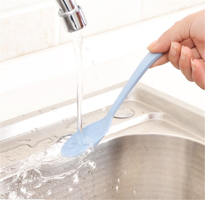 1PCS Tableware Spoon Restaurant Home Supplies Eco-Friendly Wheat Straw Spoons Kitchen Accessories Long Handle Soup Spoon