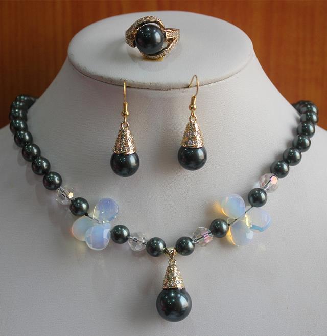 Groothandel sieradensets met zirkonia voor dames, bruiloft, blauwe edelsteen/opaal ketting met zirkonia hanger