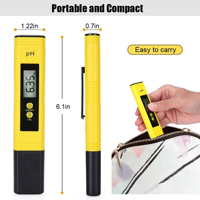 Ph meter digital vandtester , 0.01 høj nøjagtighed 0-14 ph måleområde til hydroponiske planteakvarier svømmebassiner