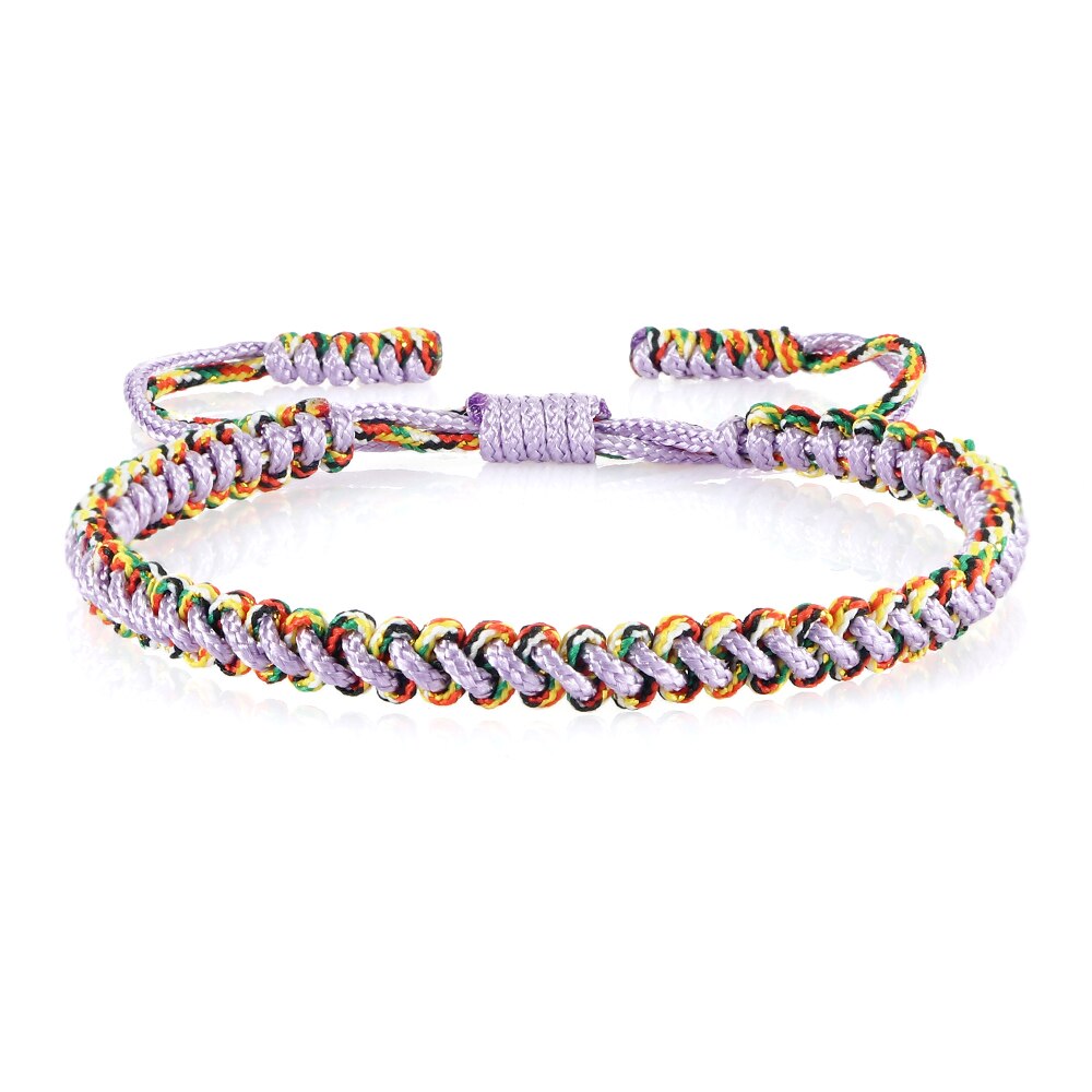 MultiColor Lucky Handmade Rope Buddha Anklet Bracelet Tibetan Buddhist Braided Thread Knots Bangles For Women And Men Bracelets: Purple Rope 1
