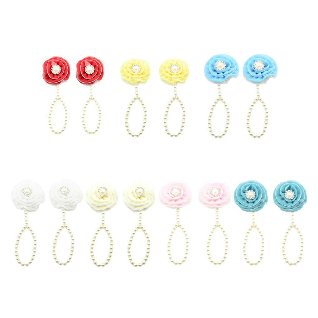 Infantile simulé-perle pieds nus bracelets de cheville bébé enfant en bas âge chaîne de pied en mousseline de soie fleur plage sandales