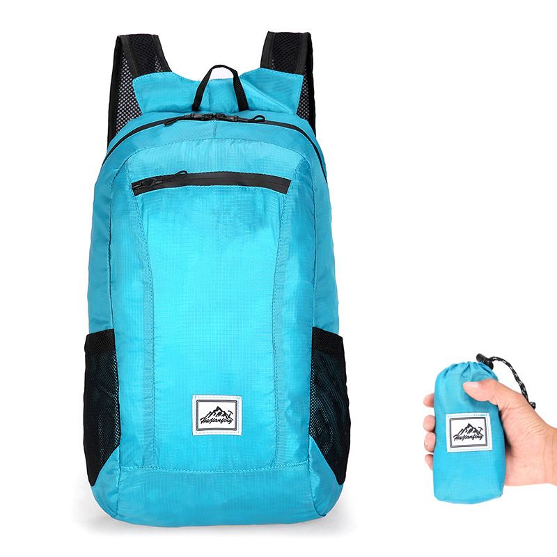 Draagbare Vouwen Rugzak Mannen Vrouwen Winkelen Outdoor Wandelen Ultralight Reizen Rugzakken 20L Waterdichte Camping Opvouwbare Tassen: Lake Blue