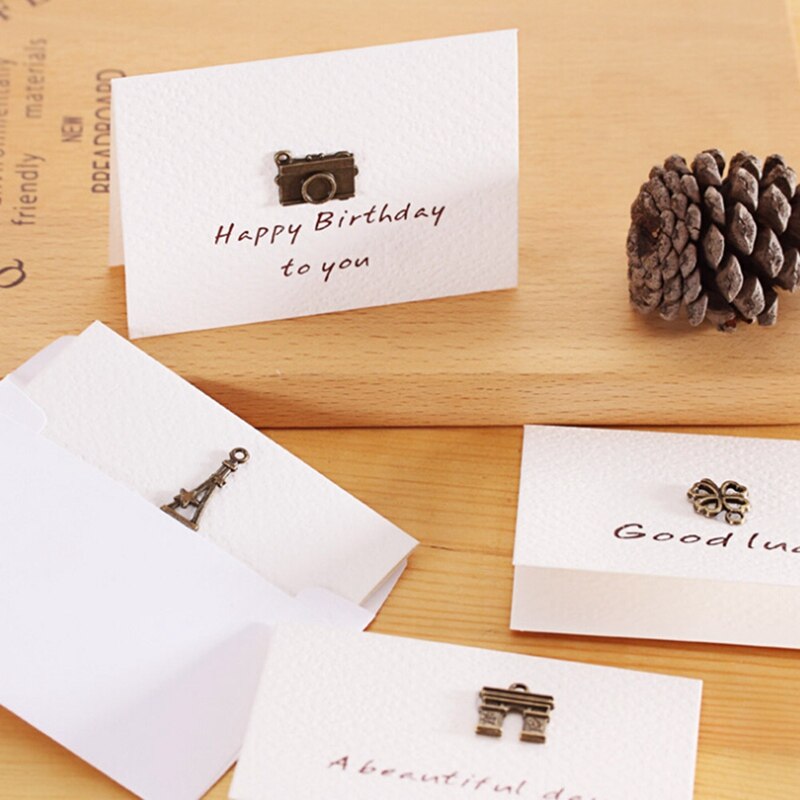 2pcs/set envelope small greeting card birthday card metal three-dimensional thank you card Stationery Set