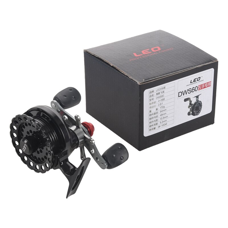 LEO DWS60 4 + 1BB 2.6:1 65MM Fly Fishing Reel Wheel with High Foot Fishing Reels Fishing Reel Wheels: Black L