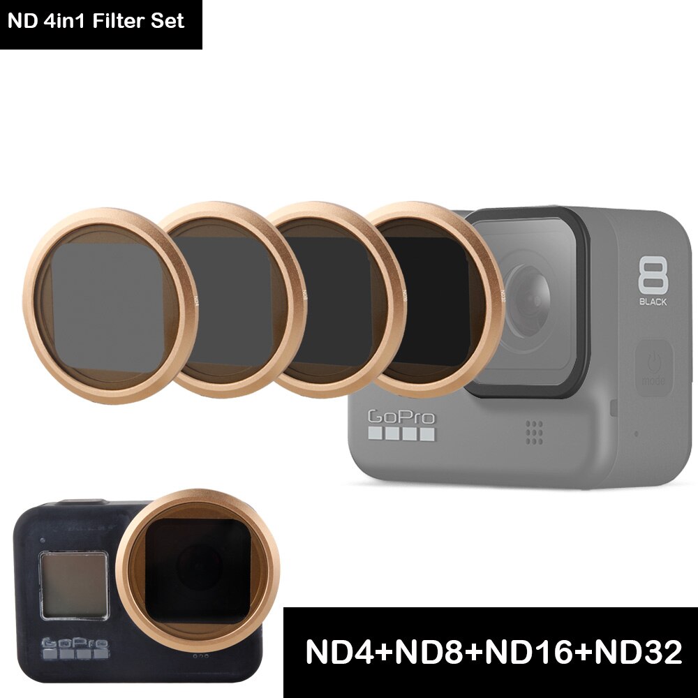 Filtre caméra pour Gopro Hero 8 objectif noir Sport Action Hero8 corps gros plan ND CPL polariseur polaire filtres accessoires de protection: ND 4in1