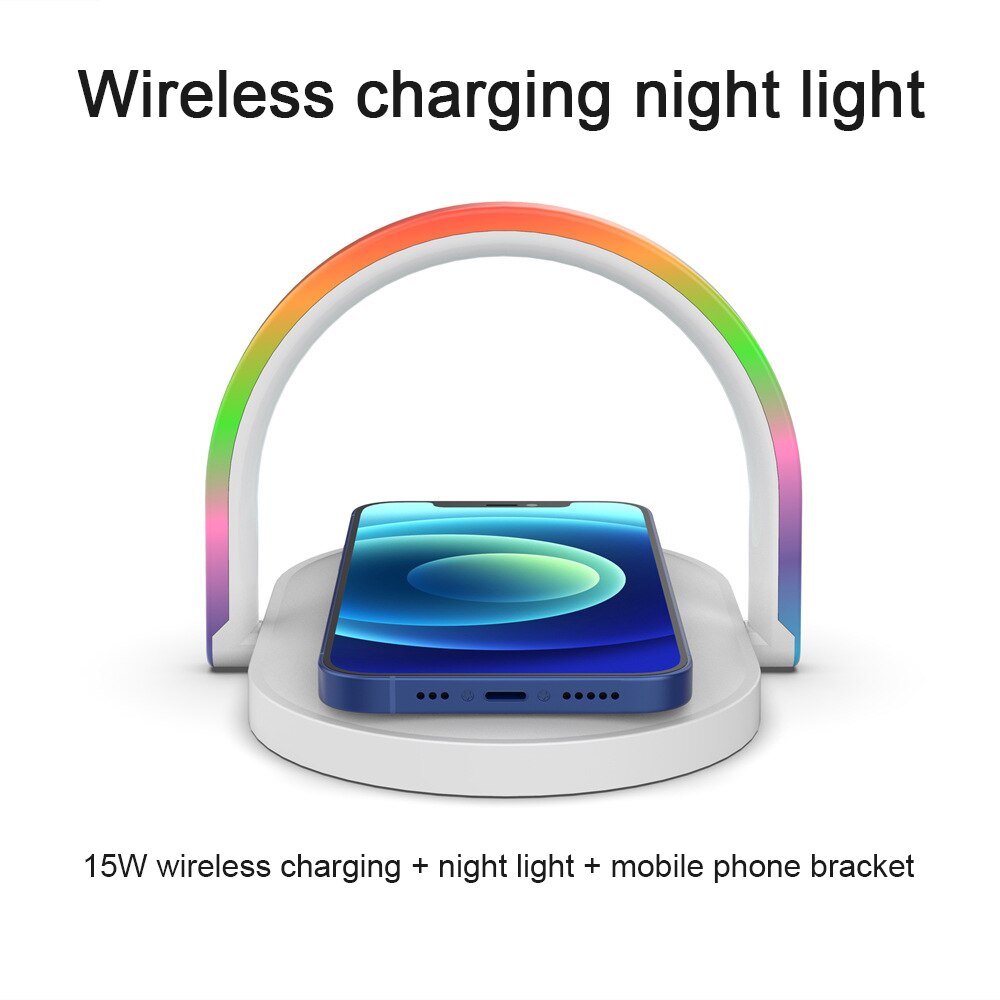 15w qi wireless phone chargers with touch control, night light, phone charging holder, desk lamp, fast charging for iphone, huawei, samsung