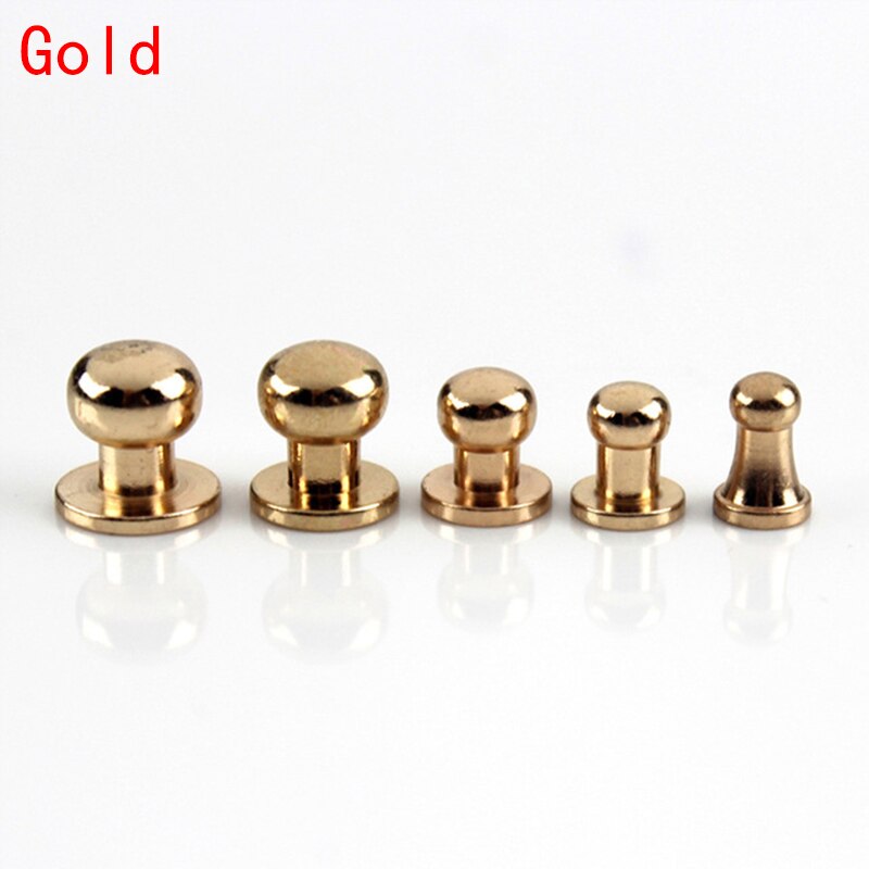 10Set Metalen Massief Messing Knop Schroef Klinknagels Diy Ambachten Lederen Product Tassen Klinknagels Monnik Hoofd Spikes Hardware Decor Nail gespen: Gold / 10x8mm