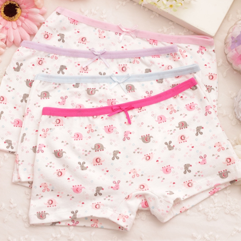 4Pcs/lot Girls Cotton Boxer Briefs Children Panties Girls Boxer Shorts Children's Panties Kids Underwear For 2-9 Years