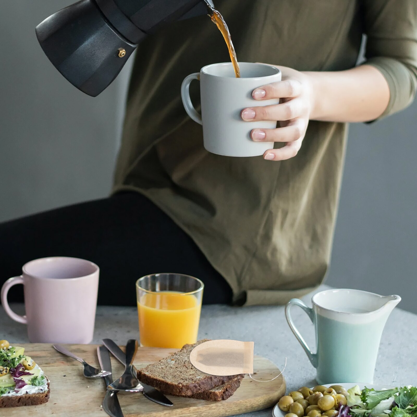 100pcs Tea Filter Bags Paper Tea Bag with Drawstring Paper Loose Leaf Tea Bags