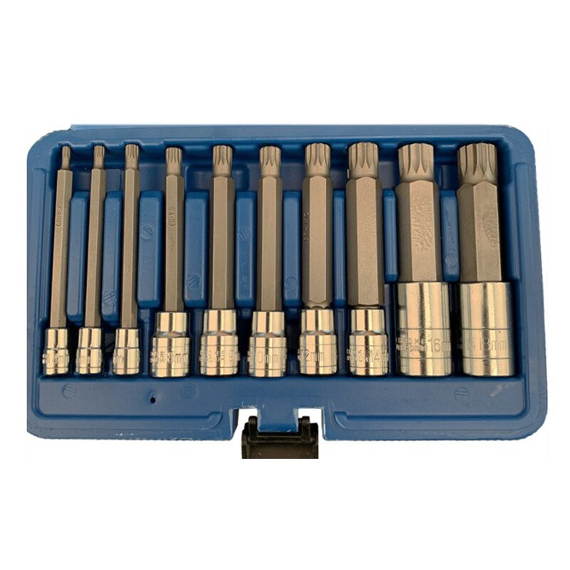 10PCS Triple Square Spline Bit Socket Set 1/4 inch 3/8 inch 1/2 Tamper Proof Long Reach Machine Repair Auto Tool: Default Title